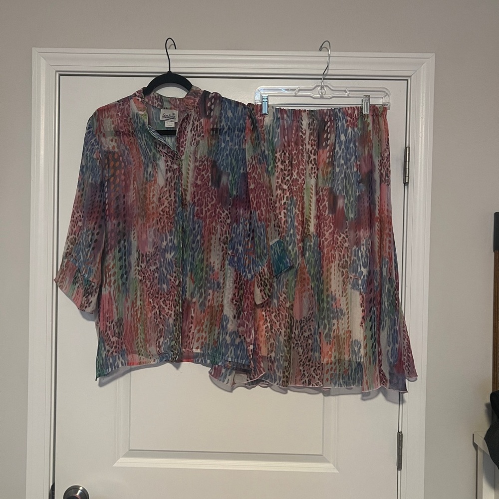 Colorful Animal Print Blouse and Skirt Set